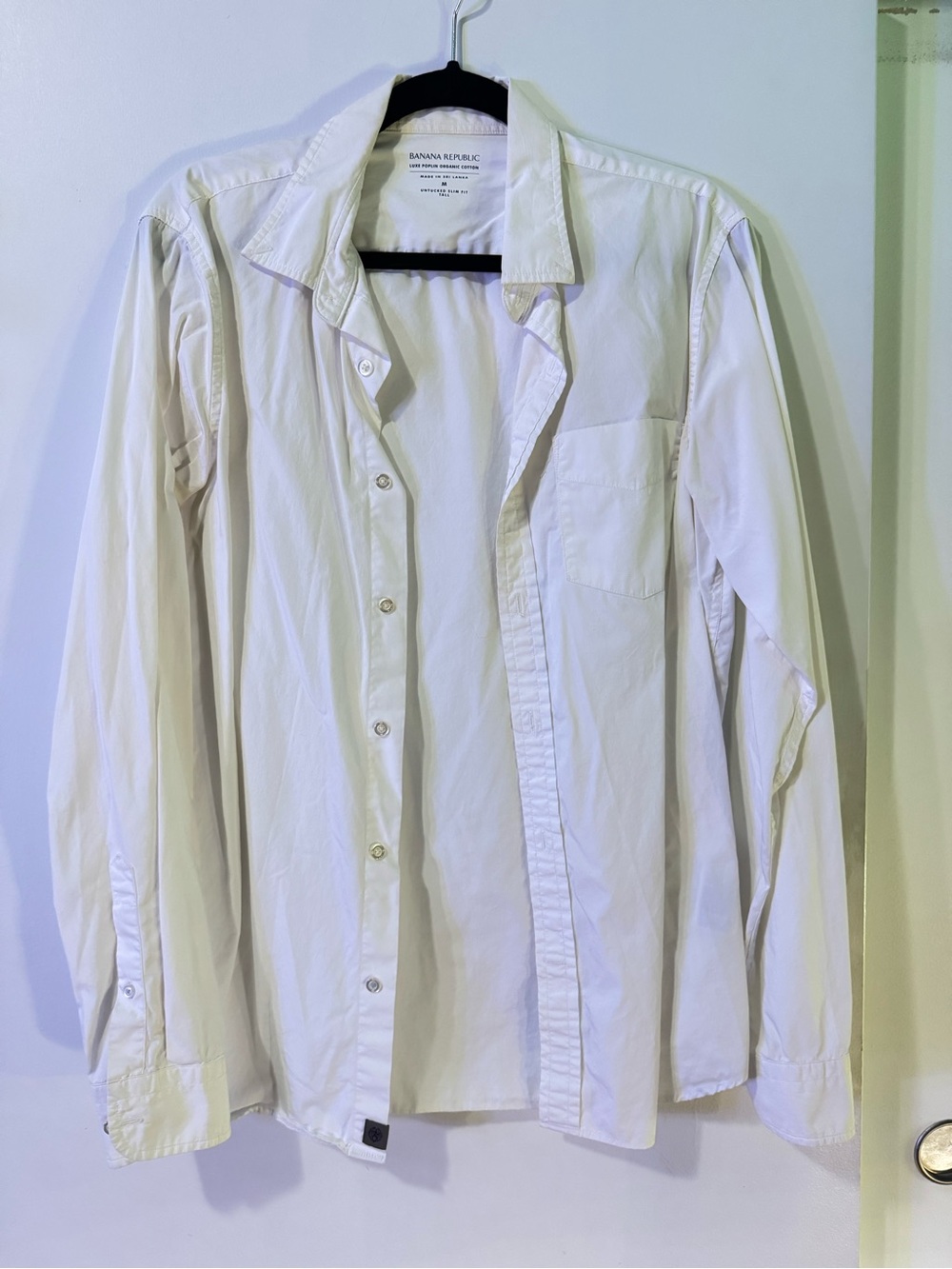 Banana Republic White Poplin Button-Down Shirt